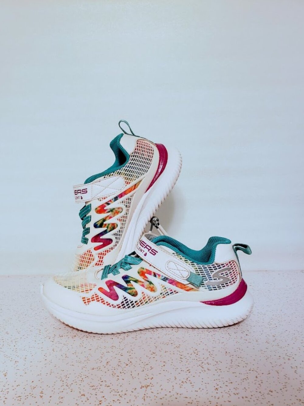 Skechers Kids Jumpsters Radiant Multi Swirl Rainbow Sneakers White Size 3